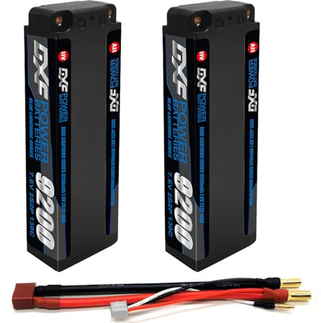 DXF 2 Confezioni Batteria LiPo 2S HV 7.6V 9200mAh 130C con Spina 5mm Deans T per Auto RC Aereo Elicottero Hobby Alta Potenza Lunga Durata Alte Prestazioni Ampiamente Usato