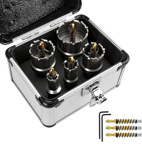 GPtzlei Set da 5 Seghe a Tazza TCT 16-45 mm per Acciaio Inox e Metallo