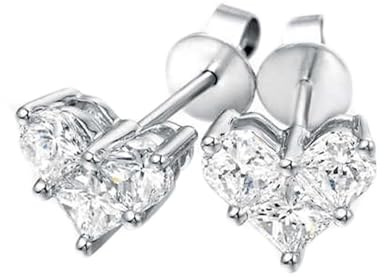Tolldek stiftörhängen 18K Au750 vitt guld, vitt 0,6ct laboratorium framställd diamant hjärta örhängen kvinnor prinsessa skuren, äkta guldsmycken örhängen jugendstil guld 750
