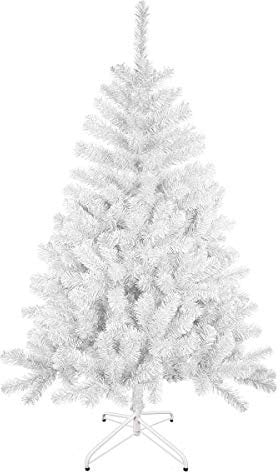 SOLAGUA NAVIDAD Künstlicher Weihnachtsbaum, Lametta-Blatt-Tanne 120–210cm Bäume mit Metallunterstützung (Glänzend Weiß, 180cm 477Tips)