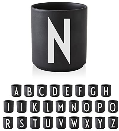 Design Letters Tasse Personalisiert (A-Z) | Kaffeebecher Porzellan | Kaffeetassen Buchstaben | Personalisierte Tasse, Personalisierte Geschenke | Tassen Schwarz | Dekorativ Tassen Buchstaben 250 Ml