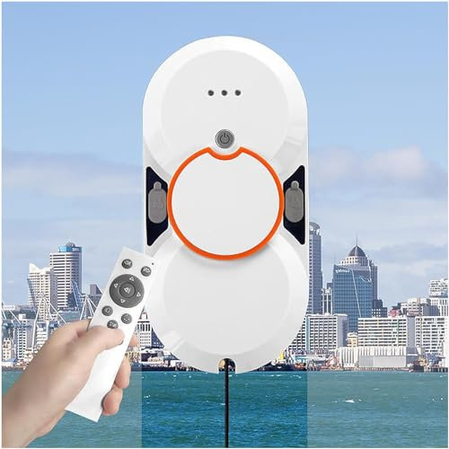 PLABNK Robot Laveur De Vitres Domestique, Aspiration sous Vide, Nettoyage Intelligent du Capteur, Protection Contre Les Pannes De Courant, avec Télécommande, pour Vitres De Grande Hauteur,One Size