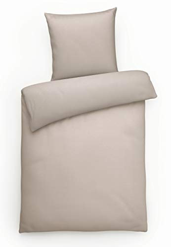 Carpe Sonno Elegante Jersey Bettwäsche 155 x 220 cm einfarbig Kiesel-graue Hotelbettwäsche mit Reißverschluss aus 100% Baumwolle - 2-teilige Bettwäsche Garnitur mit Kopfkissenbezug