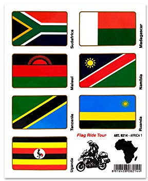 4R Quattroerre.it 8214 Aufkleber Flaggen Flag Ride Tour Stickers Afrika 1 für Motorradkoffer, 16 x 13.5 cm