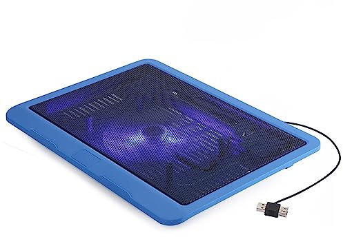 Socle de Refroidissement pour Ordinateur Portable, Socle de Refroidissement Grand Ventilateur avec Del Bleues, Support USB pour Ordinateur Portable/Support Ergonomique de 14 ou Moins(Bleu)