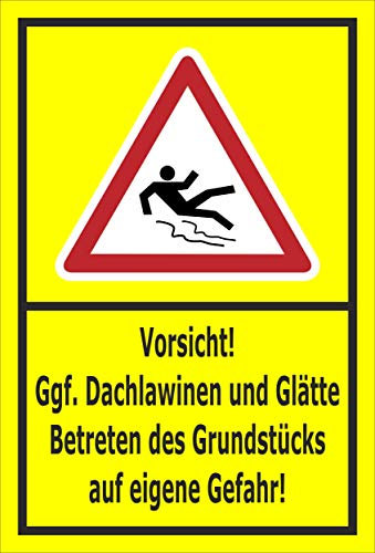 Melis-Folienwerkstatt Schild Dachlawinen und Glätte - 30x20cm - Bohrlöcher - 3mm Aluverbund – 20 VAR S00018-136-C