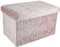 INTIRILIFE Faltbare Sitzbank 49x30x30cm in Samt Rosé - Sitzwürfel mit Stauraum und Deckel mit Samtbezug - Sitzcube Fußablage klappbare Aufbewahrungsbox Truhe Hocker