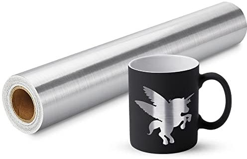 Rouleau de vinyle adhésif argenté brossé, vinyle argenté pour Cricut-30 cm × 305 cm - Vinyle adhésif permanent métallique, vinyle pour camée silhouette, machine de découpe, décalcomanie maison