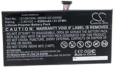 vhbw Akku kompatibel mit Asus Transformer Mini T101HA-C4-GR, T101HA-GR001T Tablet Pad (8200mAh, 3,85V, Li-Polymer)