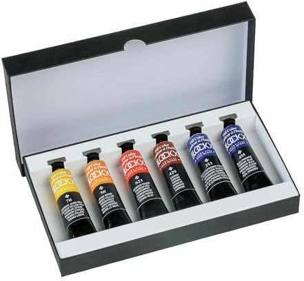 Blockx Künstler-Ölfarben im Set Primärfarben, 6 x 20 ml, brillante Farben mit höchster Pigmentkonzentration, 100 % lichtecht