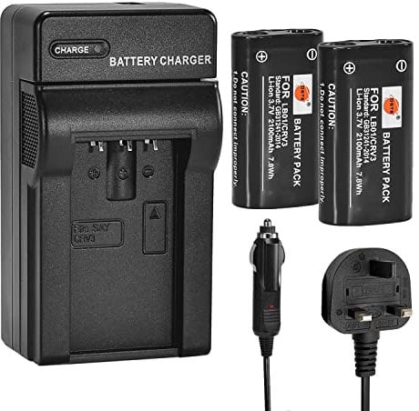 DSTE 2PCS CR-V3 (2100mAh/3.7V) Battery and Charger Kit Compatible with Olympus C-3000 C-3030 C-3030Z C-3040 C-4000 C-5050 C-5050Z C-700