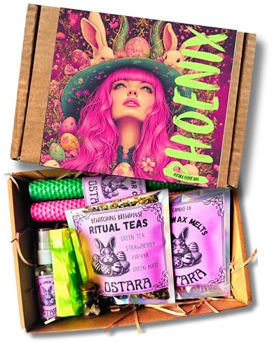 Luxus Ostara Event Box - Wicca Altar Kit mit Bienenwachskerzen, Kristallen, Tee, Wachsschmelzen & Ritual Guide