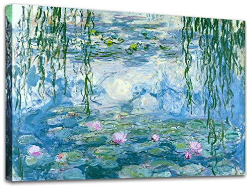 Large Water Lilies by Claude Monet Canvas Wall Art Famous Painting - Classic Canvas Art Wall Decor Picture Print with Framed for Home Office Wall Decor-24 x36