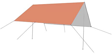 3x3m Zeltdach Zeltplane Camping Tarp mit Stützstange, Erdnägeln und Nylonschnur (Orange)