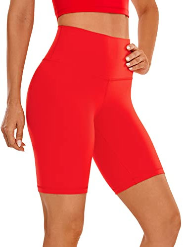 CRZ YOGA Butterluxe Damen Radlerhose Kurze Sporthose High Waist Yoga Sommer Shorts Laufshorts Fitness Hose - 20cm Dunkelrot 38