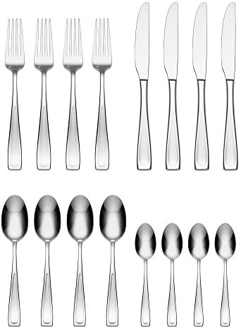 Oneida Moda 16-piece Stainless Steel Cutlery Set, Heavy Weight & Mirror Finish, Rust Resistant & Dishwasher Safe, Includes 4 Dinner Knives, 4 Table Forks, 4 Dessert Spoons & 4 Tea Spoons