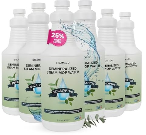Steam & Go Acqua demineralizzata per pulitore a vapore, liquido per la pulizia dei pavimenti senza PVC, compatibile con qualsiasi scopa a vapore, detergente multi-superficie pronto all'uso