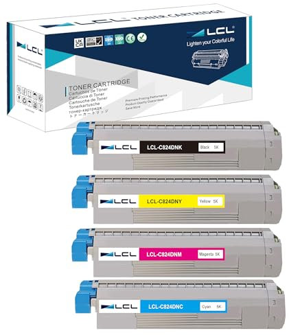 LCL Kompatible Tonerkartusche C824 C834 C844 C824n C824dn C834dnw C834nw C844dnw 47095704 47095703 47095702 47095701 (KCMY) Ersatz für Oki C824dn C824n C834dnw C834nw C844dnw