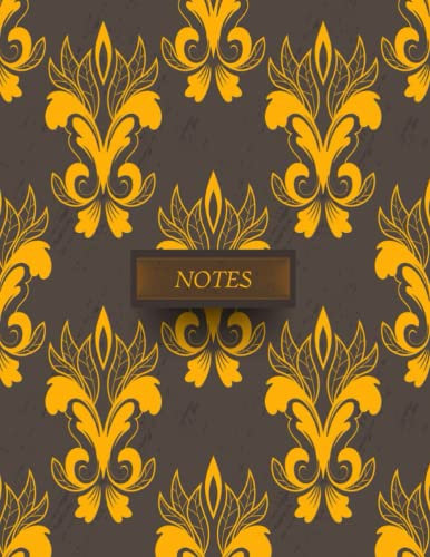 Notes de papier peint jaune vintage: Lined Composition Book(Journal, Diary, Workbook, Notepad for Students, Children, Adults, College Ruled) | 8.5 x 11 - A4 Size | 120 Ruled Pages