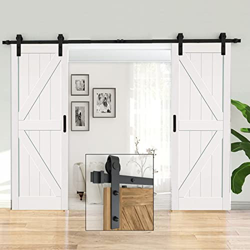 Kit de herrajes para puerta corrediza de doble granero, 230 cm, uso en interiores y exteriores, resistente