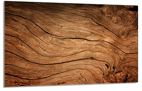 Herdabdeckplatte 80x52 cm 1-teilig Ceranfeldabdeckung Induktion Herdschutz Spritzschutz Glasplatte Deko Schneidebrett, Holz Braun