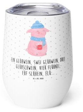 Mr. & Mrs. Panda Weinbecher Schweinchen Glühwein - Geschenk, Trinkbecher, Glühweinbecher, hochwertiger Weinbecher, Spruch, Heißgetränke,