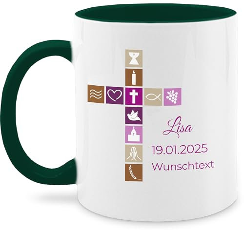 Tasse Tassen 325ml - Taufe - Geschenk Firmung GeldgeschenkTaufe I Geschenke Geld Konfirmation - 325 ml - Dunkelgrün - taufbecher personalisierte konfirmationsgeschenke taufgeschenke taufe