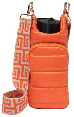 WanderFull Original HydroBag Fits Water Bottle Holder with Strap up to 32oz - Hands-Free Crossbody Water Bottle Carrying Case with Phone Pocket - Orange