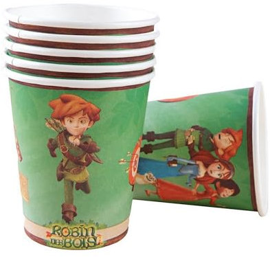 P'TIT CLOWN 14056 - Vasos Robin des Bois™ - Licencia oficial - Accesorios para decoración de cumpleaños infantil - Lote de 8-25 cl