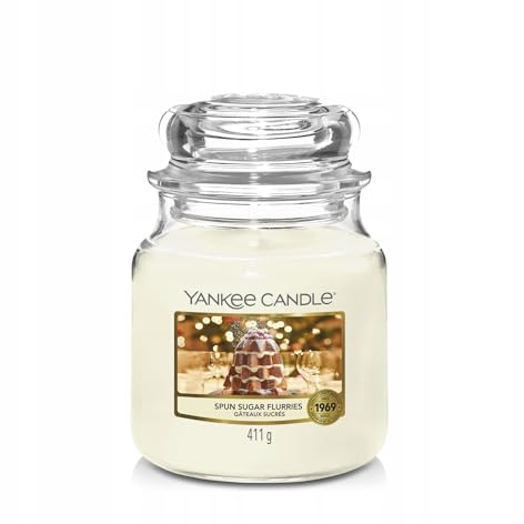 Yankee Candle Klassisches mittelgroßes Glas gesponnene Zuckermehl