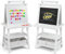 DREAMADE doppelseitige Kinder Staffelei aus Holz, Kinderstaffelei mit Ablage, Kindertafel mit Papierrolle Whiteboard und Kreidetafel, inkl. 2 Stoffboxen (Beige)
