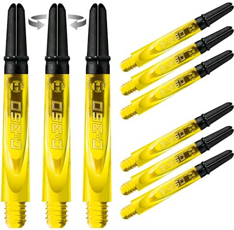 Harrows Darts 3 x Sets of Carbon 360 Dart Stems - 9 Dart Shafts in Total - Medium, Midi & Short (Gelb, Mittel)