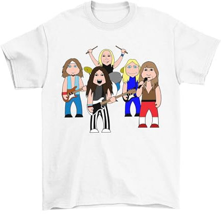 High On Maiden, Music Caricature T-Shirt, Made from Organic Cotton, Unisex Style, Regular Fitted White