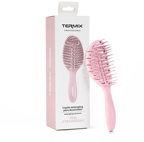 Termix Professional Detangling Pink Strawberry Brush – Anti-Pull-Bürste für alle Haartypen, trocken oder nass, flexibler Körper, schnell trocknend und glänzendes Haar