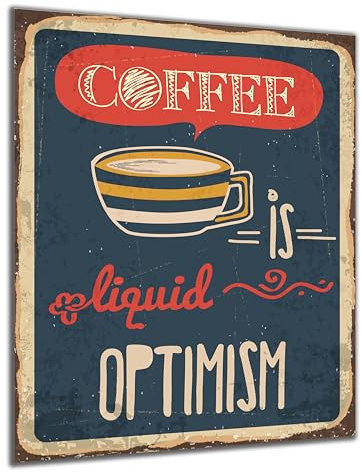 DARO Design - Wand-Bild auf 6mm HDF 30x20 cm Coffee Kaffee Spruch - Wand-Deko Bilder Geschenk Vintage-Schild Retro-Schild