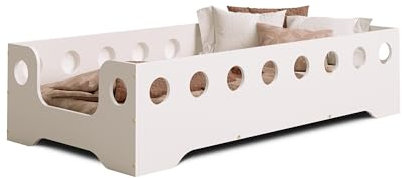 smartwood TILA 4B Kinderbett 70x160 mit Lattenrost und Rausfallschutz - Holz Kinderbett für Jungen & Mädchen, vielseitiges Montessori Bett mit Rausfallschutz und Lattenrost 160x70 cm - Weiß