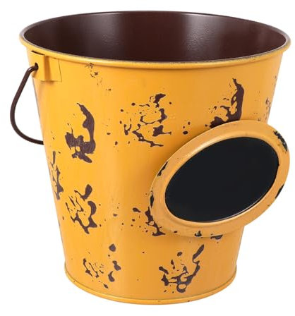 Sosoport 1stück Mini Eimer Mit Griff Und Schwarzer Tafel Vintage Blumentopf Für Pflanzen Dekoration Für Esszimmer Und Balkon Retro Stil Langlebigem Gefertigt Für Kleine