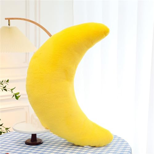Herfair Kuschelkissen Kinder Mondkissen Weiche Flauschige Mondform Sofakissen Zierkissen Plüsch Kissen für Kinderzimmer Deko (Gelb,45 cm/17.7 in)