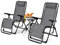 GIANTEX 3-teiliges Sonnenliege Set klappbar, Gartenliege Set mit Tisch, Liegestuhl mit Verstellbarer Rückenlehne & Fußteil, Sonnenliege Set 2 Personen, Beistelltisch mit Getränkehalter (Grau)