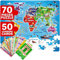 QUOKKA Giant Puzzles For 3 4 Year Olds - 90x60 cm 70pc WORLD MAP Shaped Jigsaw Puzzles For Kids - Large Floor Educational Jigsaw Toys for 3 5 year olds - Map Of The World Game Gift For Boys and Girls