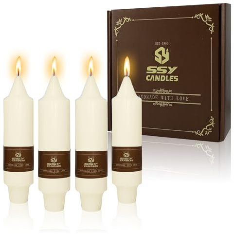 NJAO HOO Ivory Short Taper Candle 5 Inch Candlesticks Unscented Dripless Tapered Candle Set for Home Decor Wedding Party Dinner Candles, 4 Pack