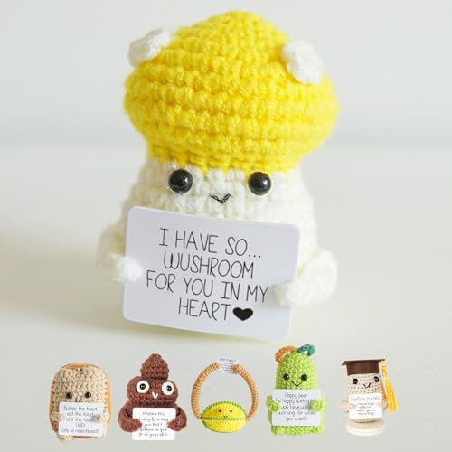 BoloShine Pocket Hug Positive Pilze, Mini-Plüsch Figuren Lustige Puppe, Kreative Strickwolle Glücksbringer, Geburtstagsgeschenk Lustig Geschenk für Frauen Männer Familie und Freunde