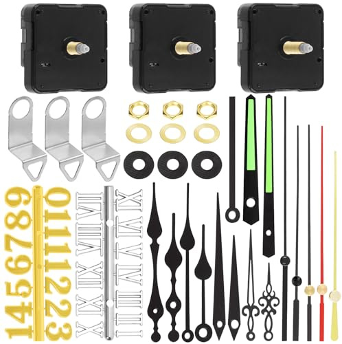 Swpeet 3 pièces 3 Tailles 16mm / 20mm / 24mm horloge Mobile mécanisme Kit, 6 mouvements d'horloge Avec 6 crochets, 6 paires d'horloges à aiguilles différentes, 6 ensembles de matériel de Montage