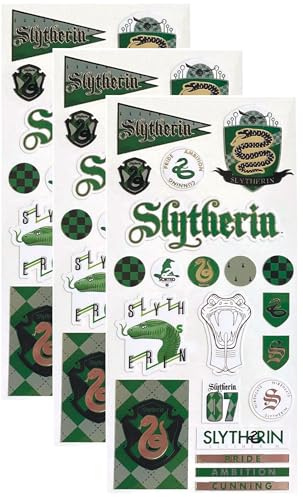 Paper House Productions Harry Potter Hogwarts Slytherin House Set mit 3 glänzenden Folien-Aufkleberbögen mit Emaille-Effekt