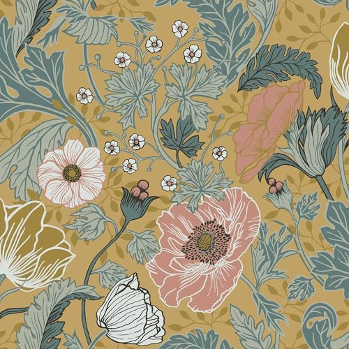 Galerie Apelviken Pink/Yellow/Blue Anemone Floral Wallpaper Roll