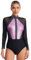 iEFiEL Turnanzug für Damen Langarm Gymnastikbody mit Strass Patchwork Metallic Tanzbody Ballett Trikotanzug Wettbewerb Leotards Rosa XXL