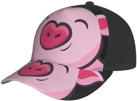 Hojas Tropicales Y Flores Stylische und Atmungsaktive Baseballkappe - Verstellbare Unisex Mütze für Outdoor-Aktivitäten, Sportmütze, Sonnenblende, lässige Kappe, klassische Mütze, Smile Pink Pig,