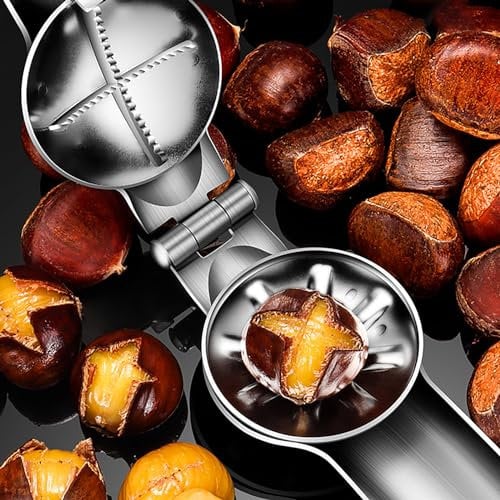 Elegauit Taglia Castagne, Pinza per Castagne in Acciaio Inox, Multifunzione Castagne Noci Utensili da Cucina, Utilizzato per Tagliare Castagne, Noci, ECC (Palmare)