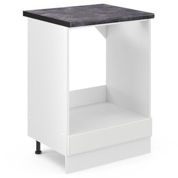 Vicco Herdumbauschrank R-Line, Herdschrank, Weiß Landhaus/Weiß, 60 cm, AP Anthrazit