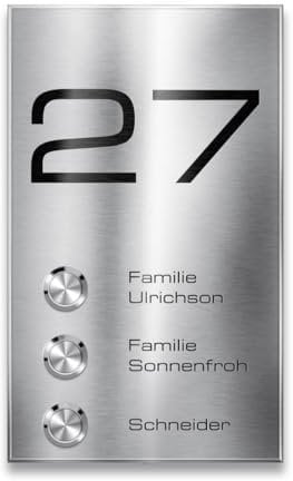 Metzler Mehrfamilienhaus Türklingel - Klingelschild aus Edelstahl - mit Gravur & 3x Taster - Aufputz-Montage - extra große Klingelplatte